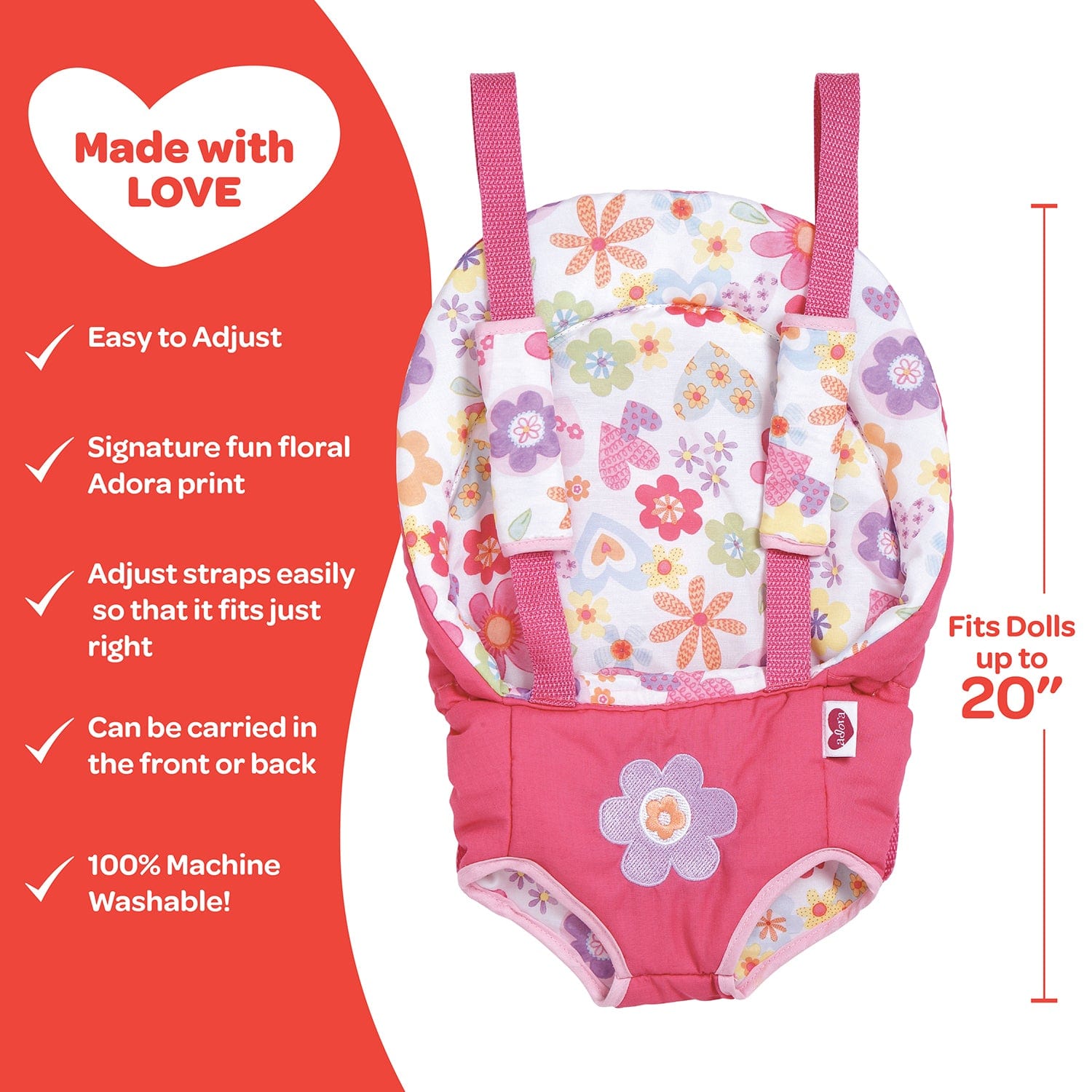 Adora Snuggle Baby Doll Carrier - Pink Flower Power