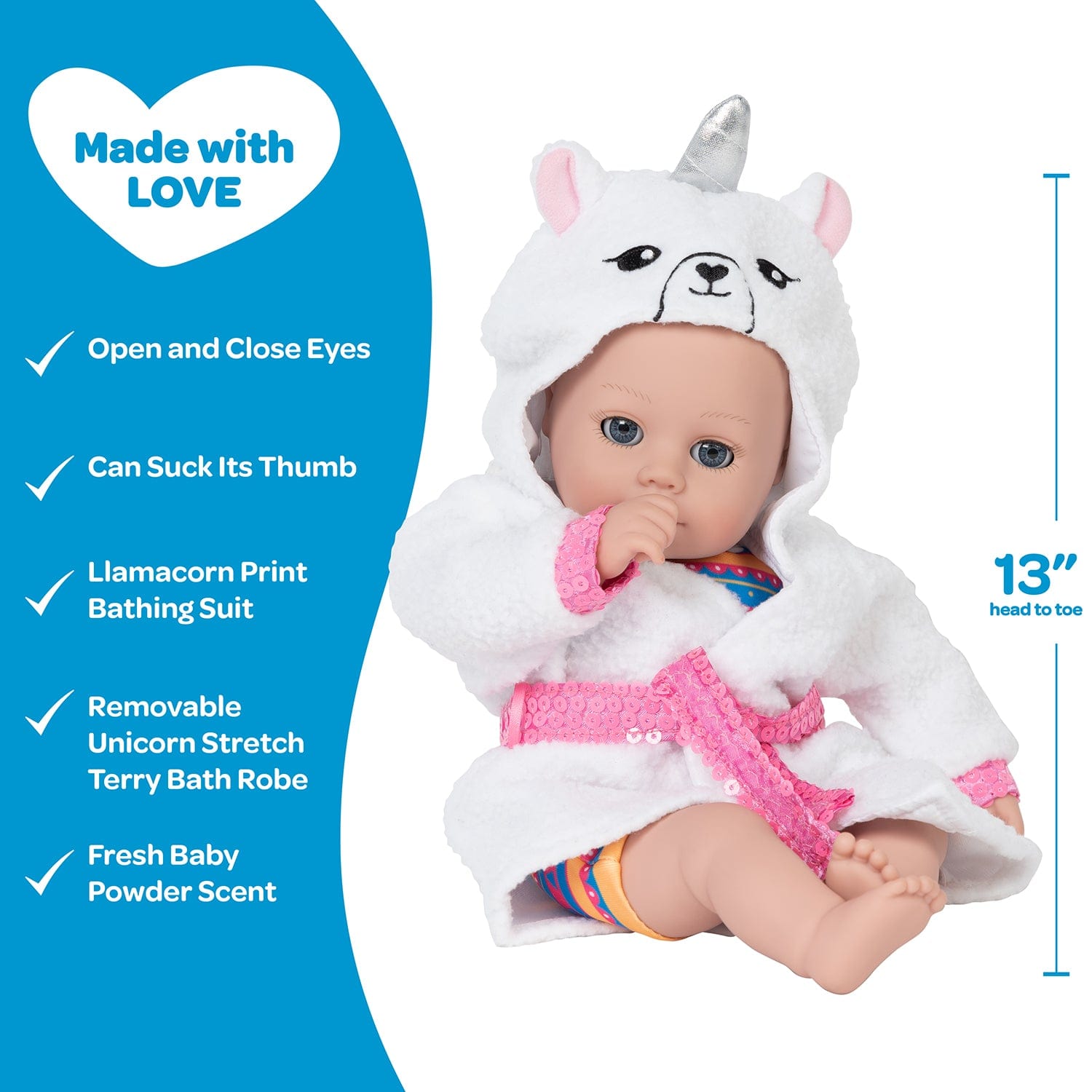 Adora BathTime Llamacorn Baby Doll, Doll Clothes & Accessories Set