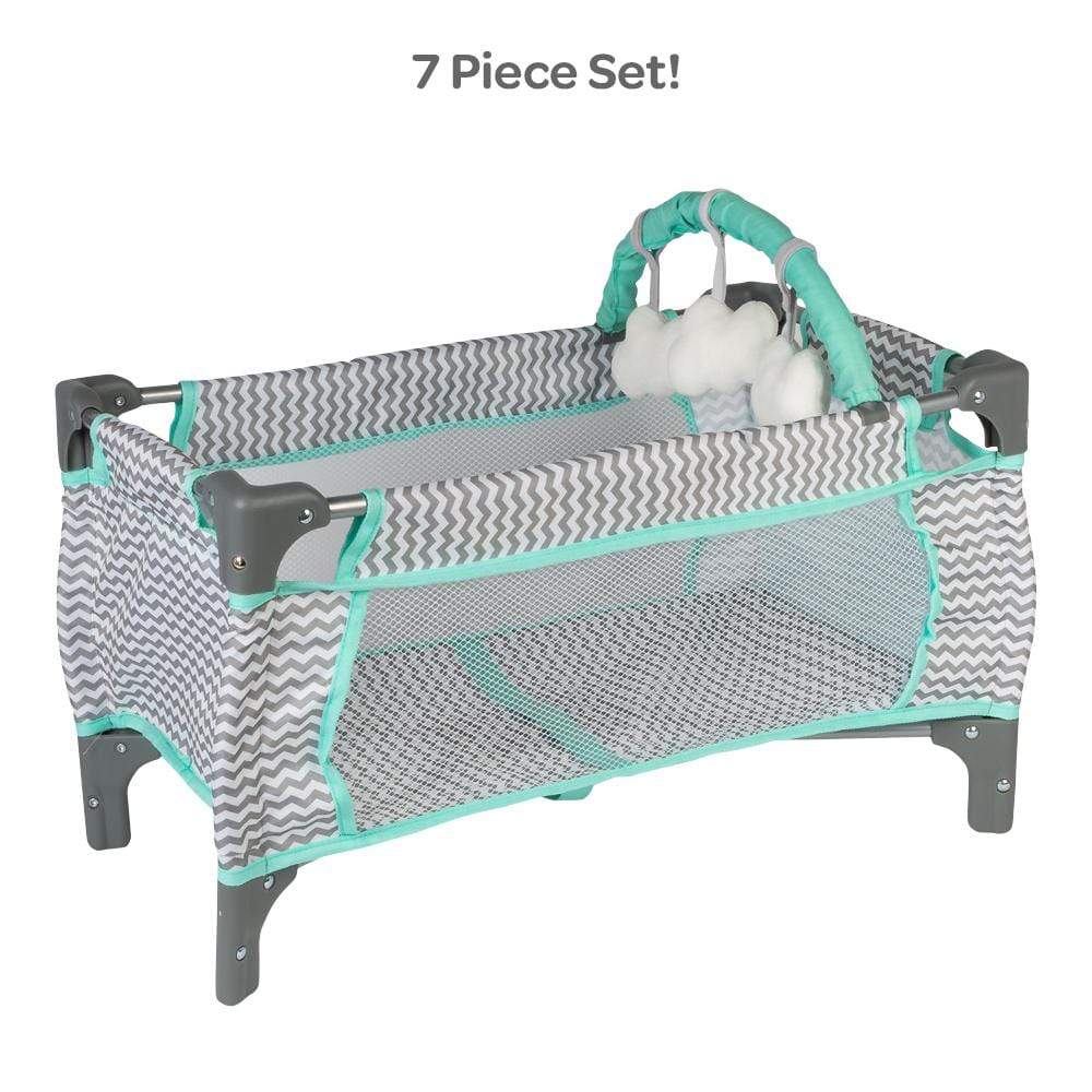 Adora 20" Baby Doll Crib Set - 7 piece Zig Zag Pack N Play