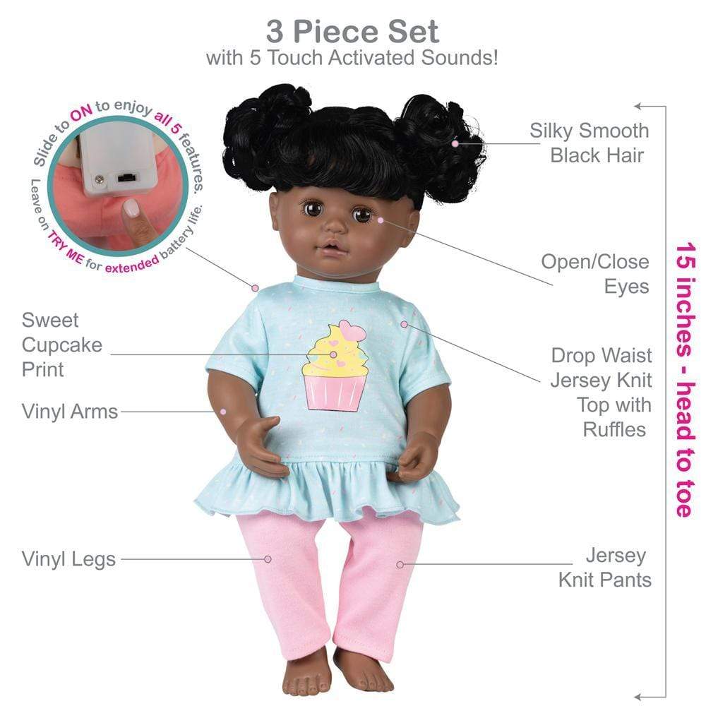 Adora Interactive Baby Doll, 15 inch My Cuddle & Coo Cuppy Cake