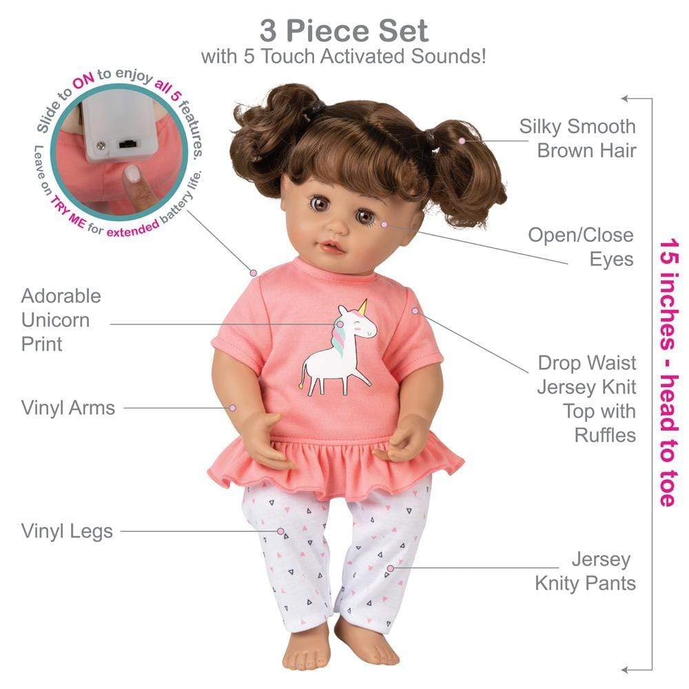 Adora Interactive Baby Doll, 15 inch My Cuddle & Coo Unicorn Magic