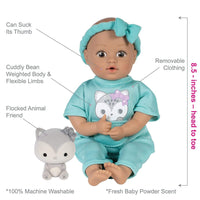Adora Mini Baby Doll with a Baby Wolf Stuffed Animal - Be Bright Tots