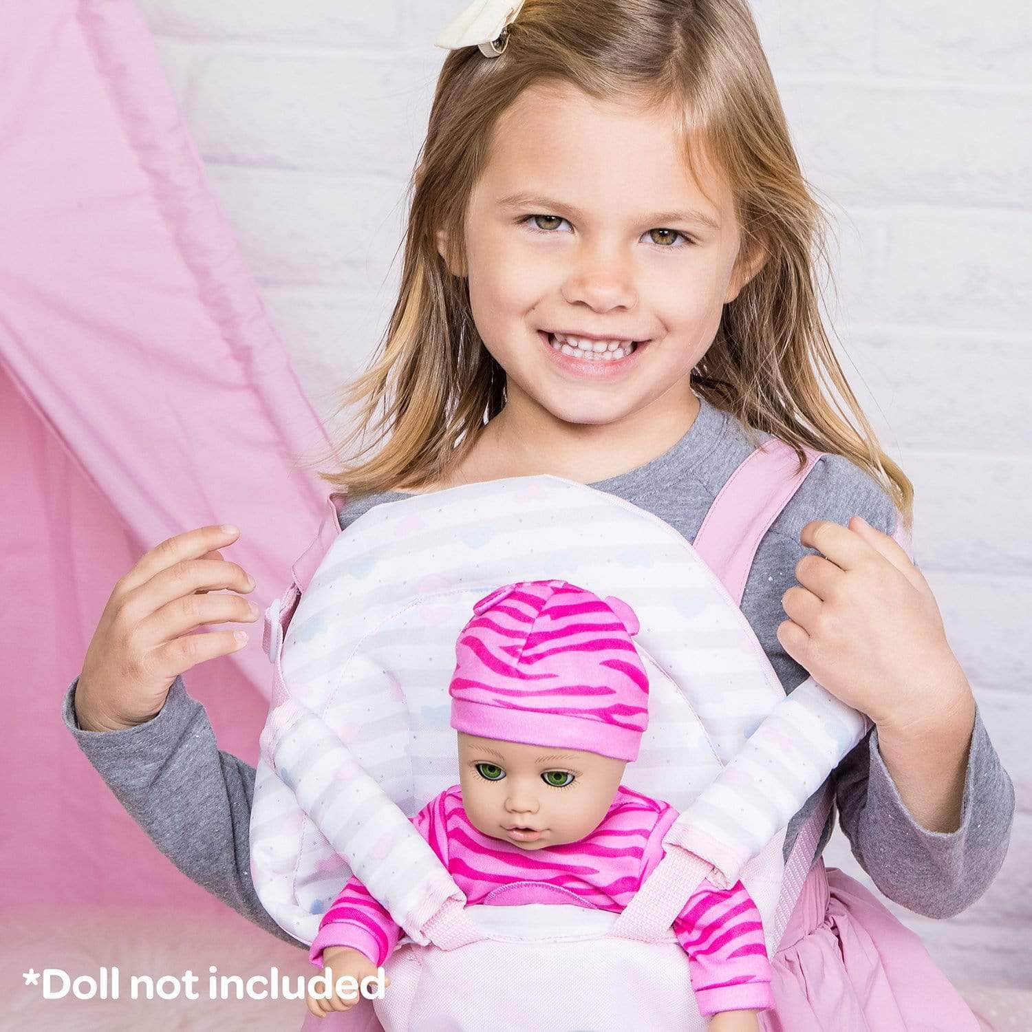 Adora Baby Doll Carrier in Classic Pastel Pink Print, Doll Accessories