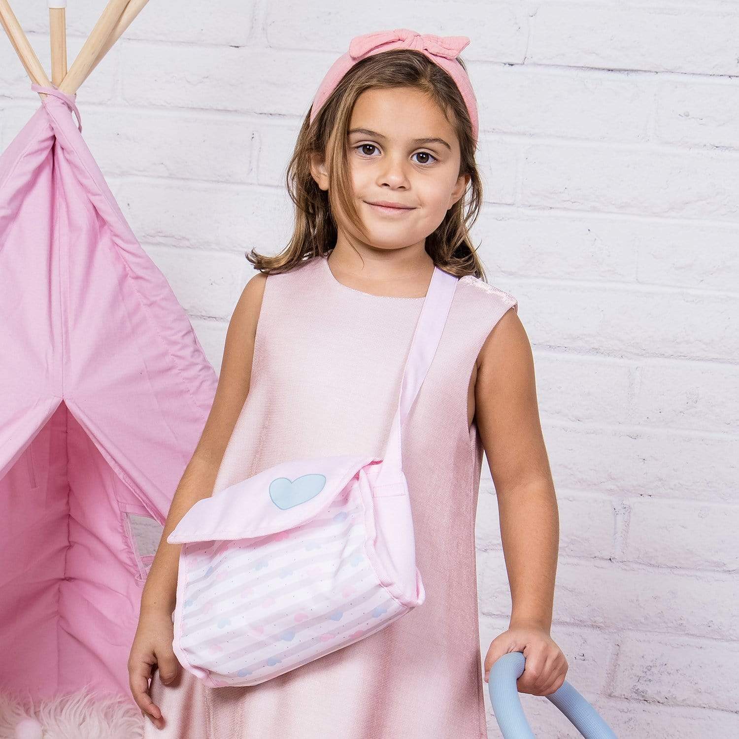 Adora Doll Diaper Bag in Classic Pastel Pink Print, with 2 diapers