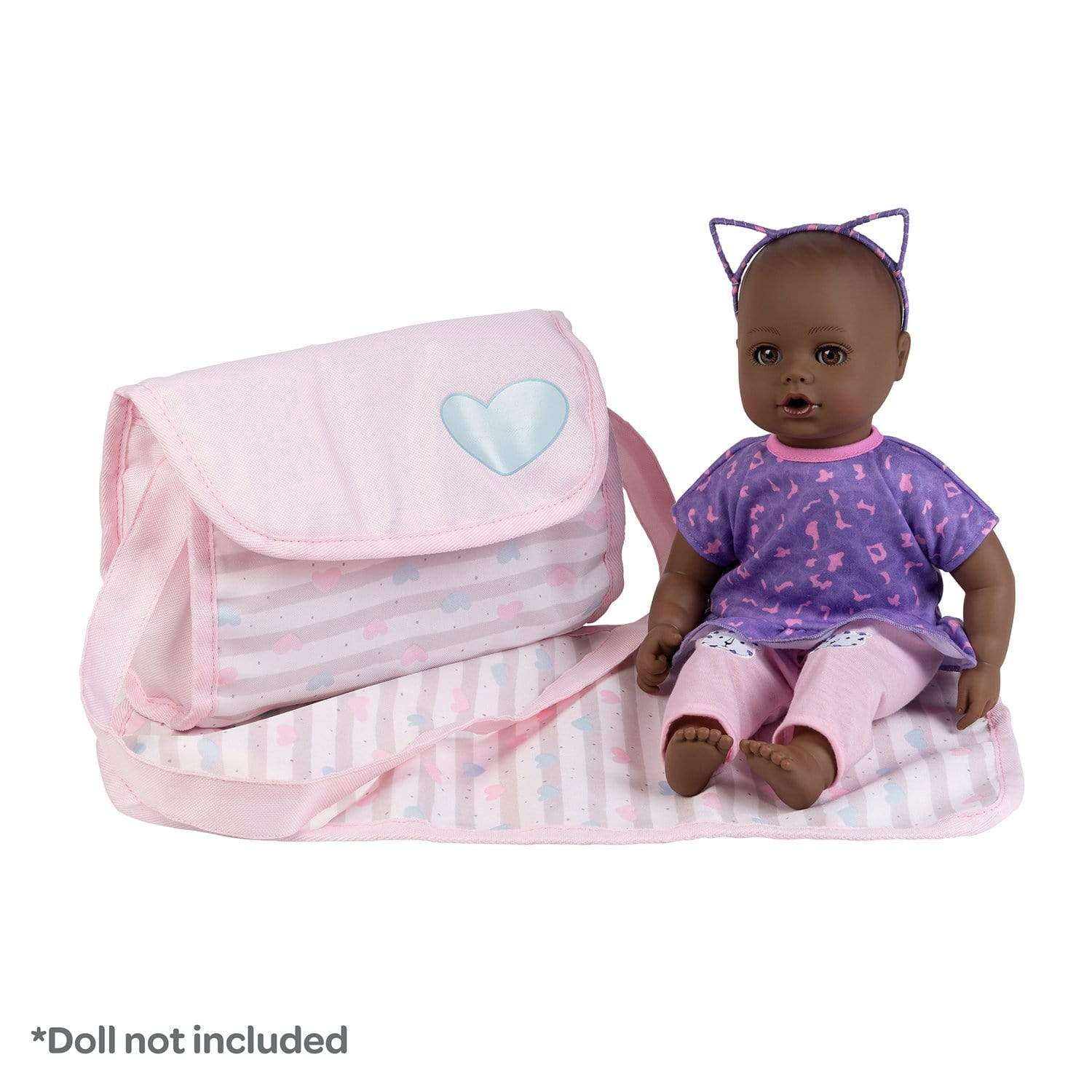 Adora Doll Diaper Bag in Classic Pastel Pink Print, with 2 diapers