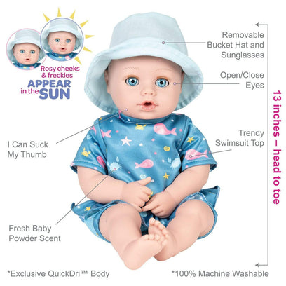 Adora Beach Baby Doll Sunny - Interactive UV/Sun Activated Freckles & Rosy Cheeks