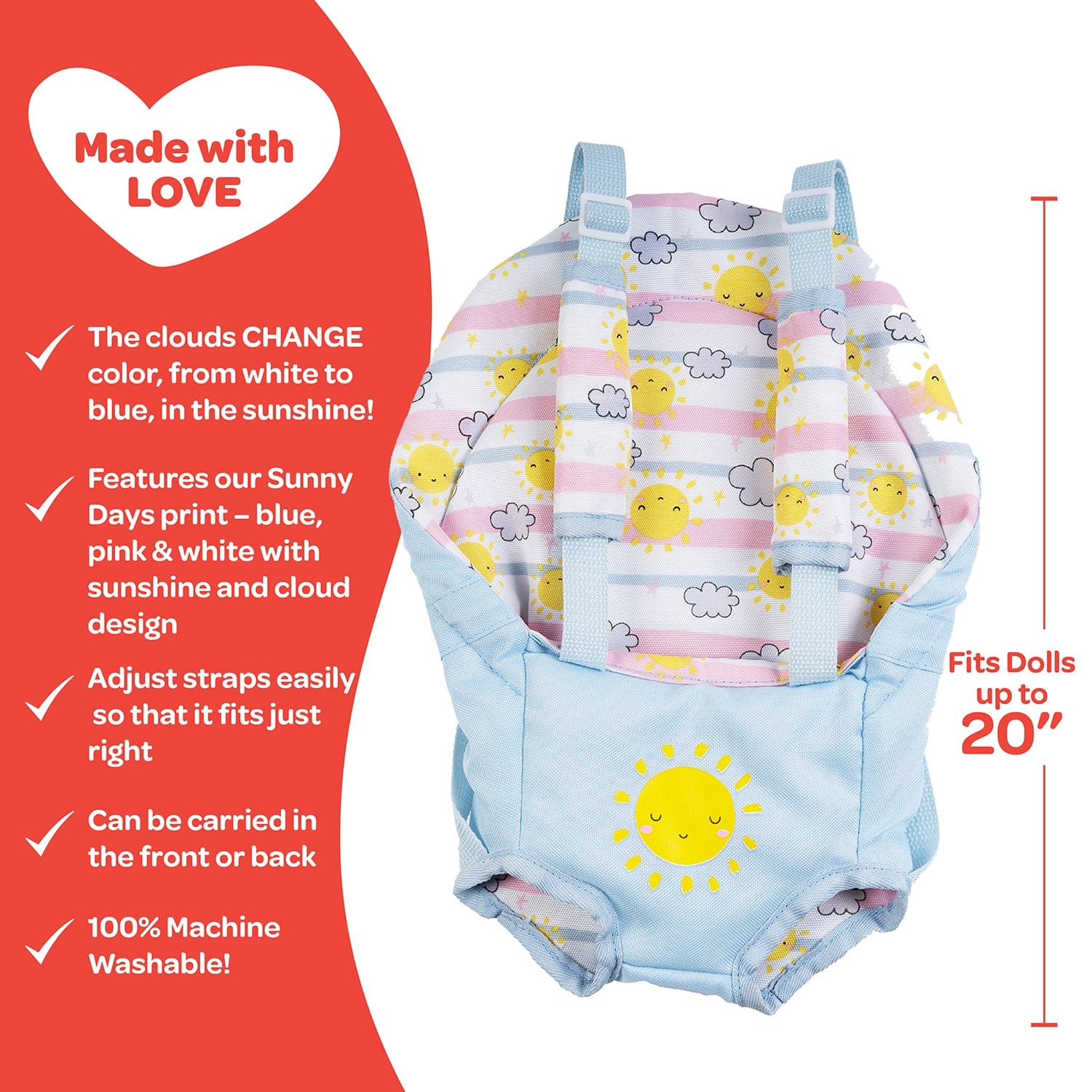 Adora Snuggle Baby Doll Carrier - Color-Changing Sunny Days