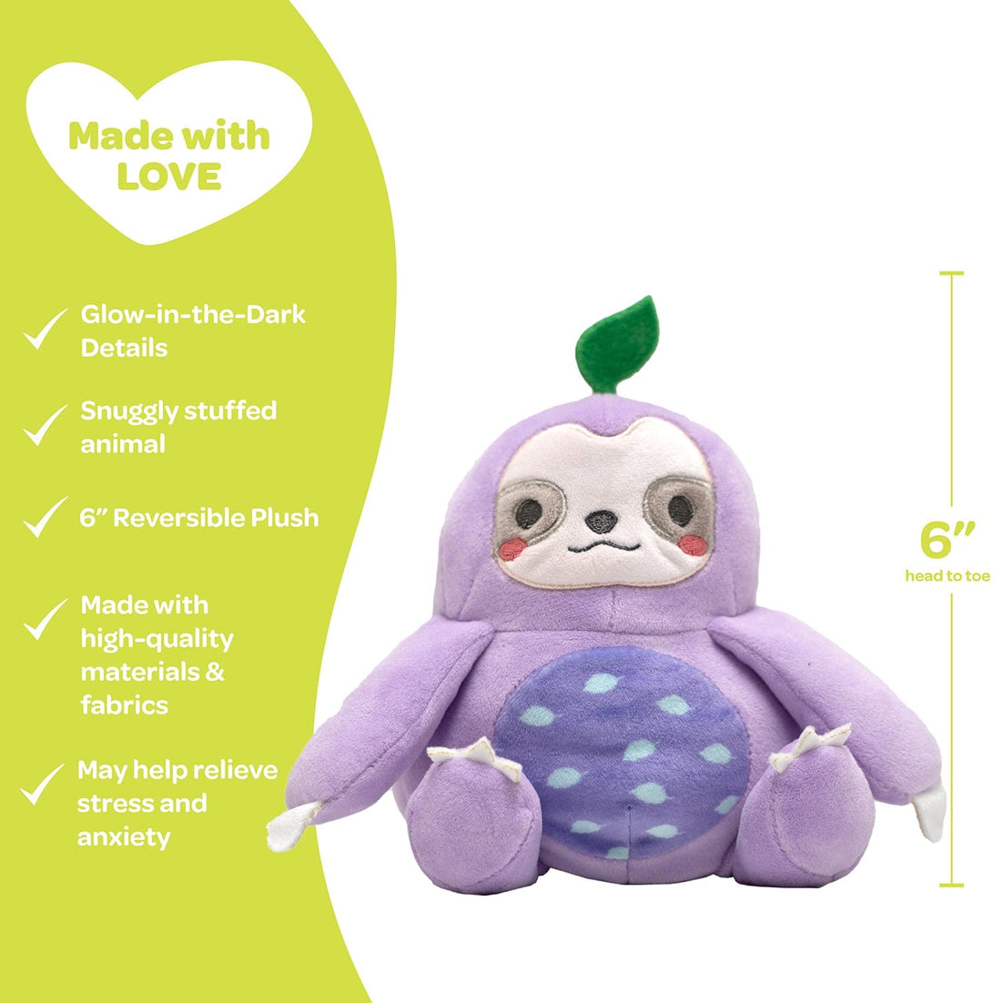 Adora Snuggle & Glow Sloth Stuffed Animal, Reversible Glow-in-the-Dark Pet