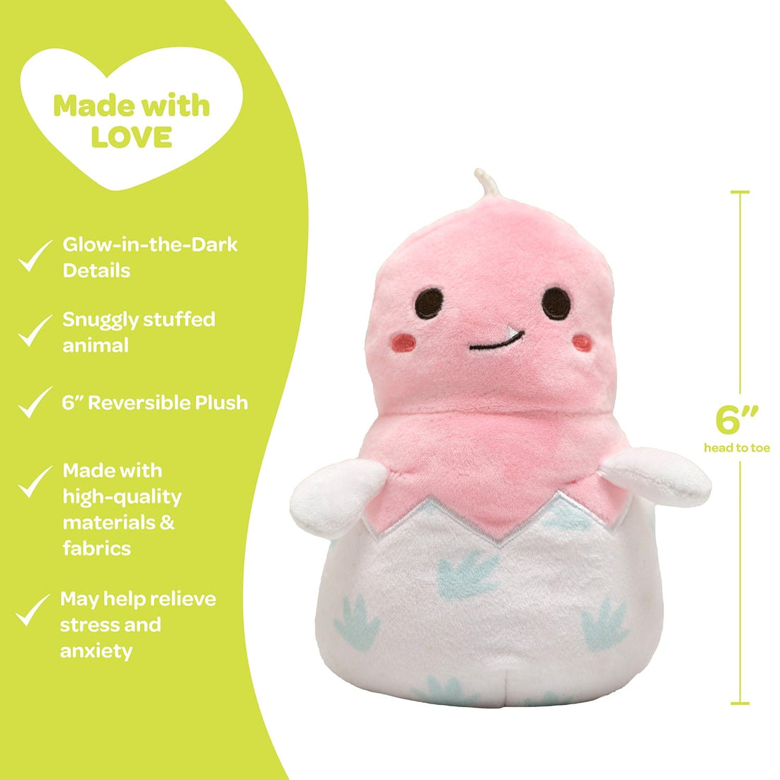 Adora Snuggle & Glow Dinosaur Stuffed Animal, Reversible Glow-in-the-Dark Pet