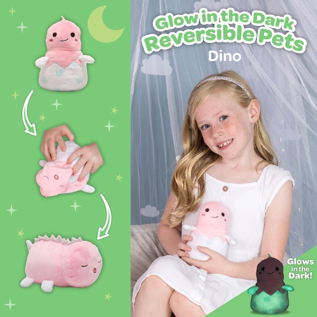 Adora Snuggle & Glow Dinosaur Stuffed Animal, Reversible Glow-in-the-Dark Pet