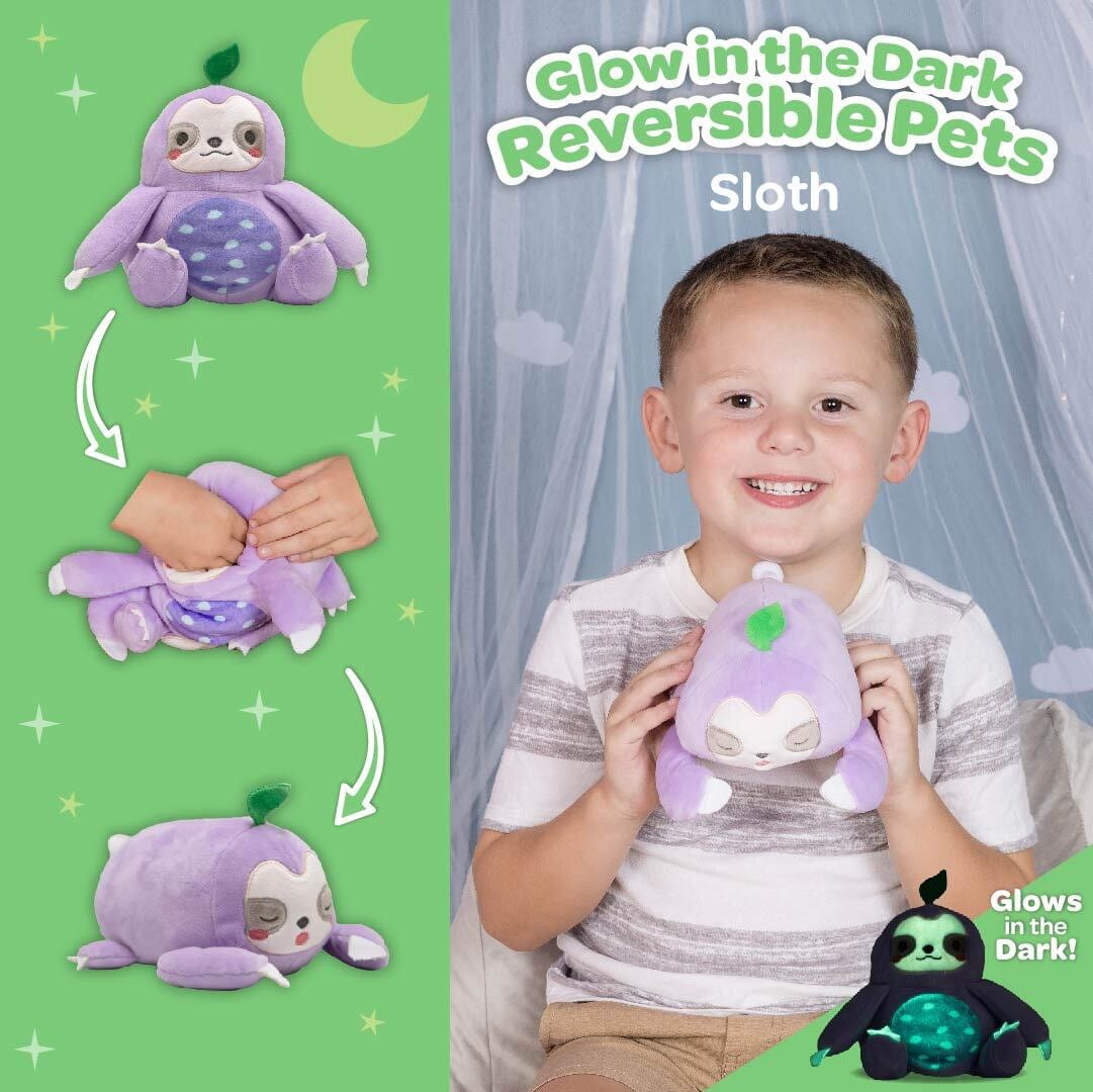 Adora Snuggle & Glow Sloth Stuffed Animal, Reversible Glow-in-the-Dark Pet