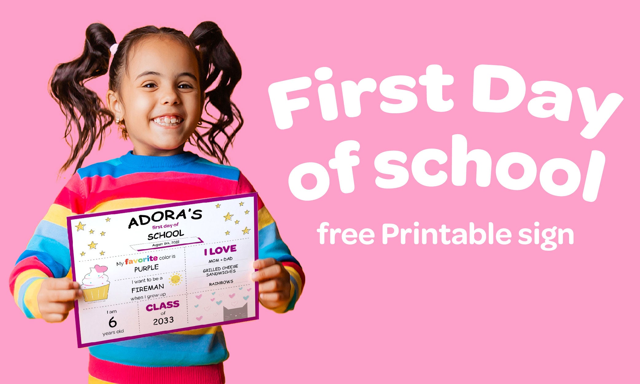 FREE Printable First Day of School Sign