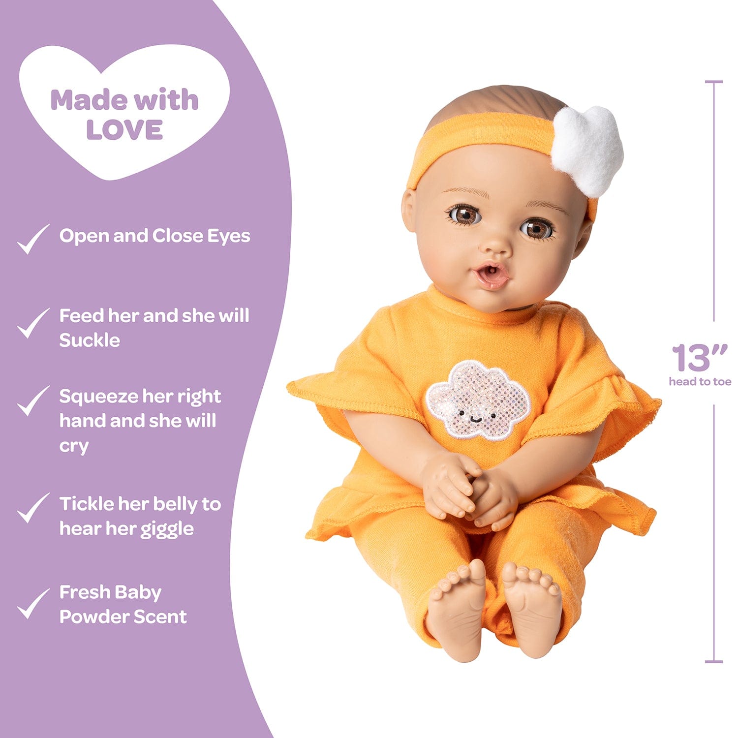 Adora NurtureTime Interactive Baby Doll, Clothes, & Accessories Set - Sweet Orange