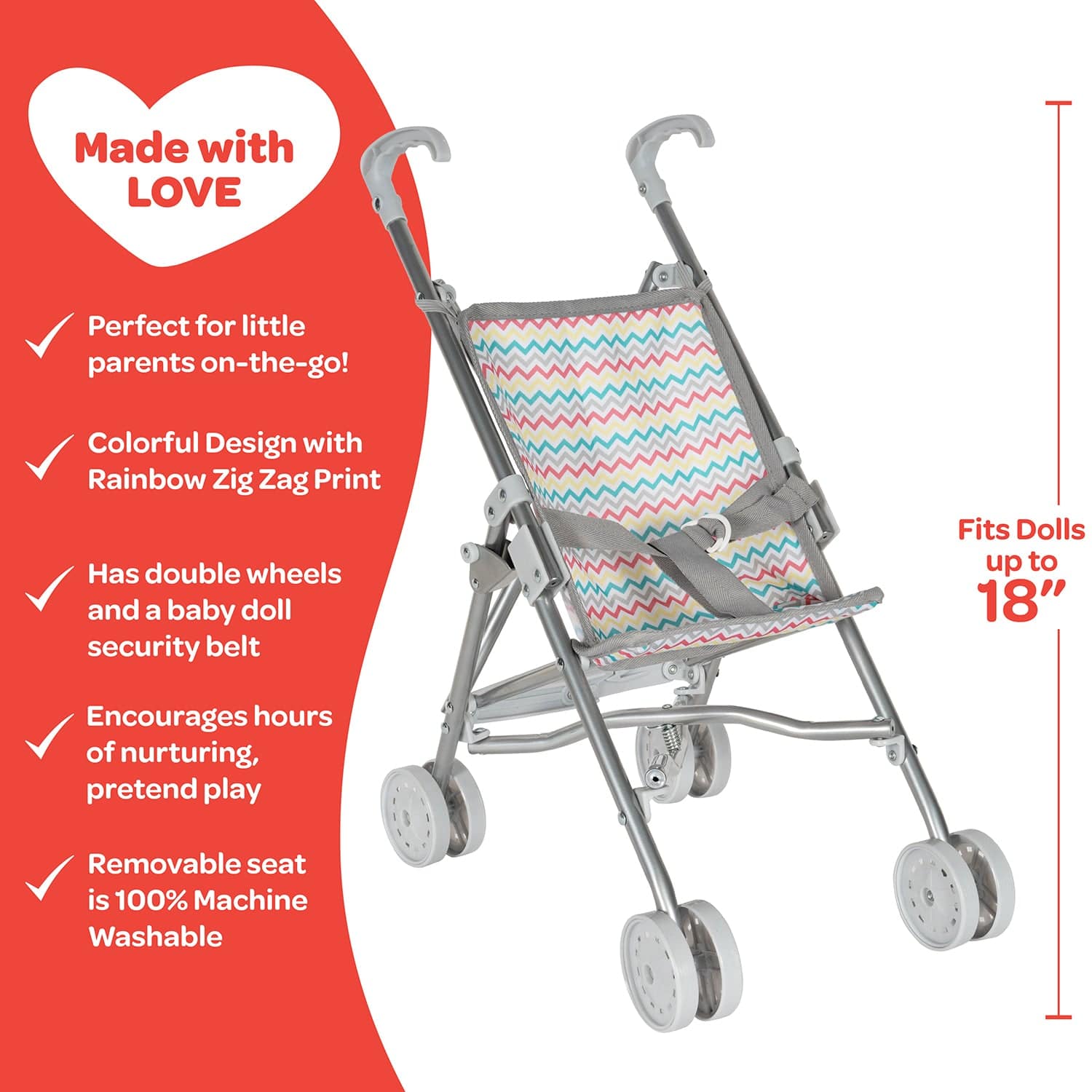 Adora Zig Zag Rainbow Umbrella Mini Doll Stroller