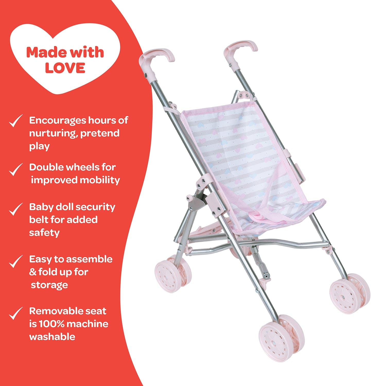 Mini Umbrella Baby Doll Stroller - Classic Pastel Pink