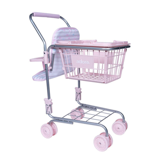 Adora 2-in-1 Small Shopping Cart with Doll Seat – Classic Pastel Pink