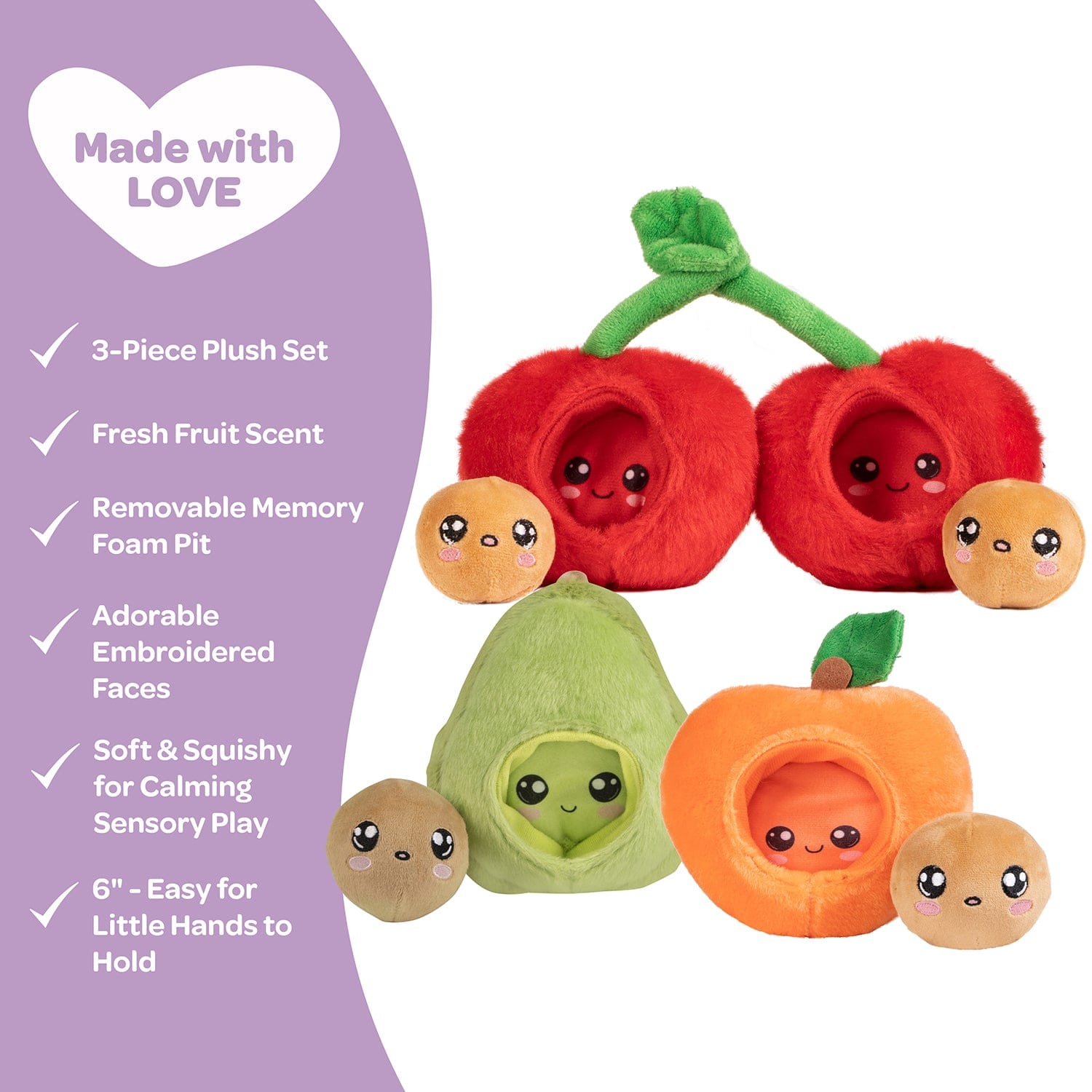 Adora Soft Fruit Plush 3-Piece Set, 6