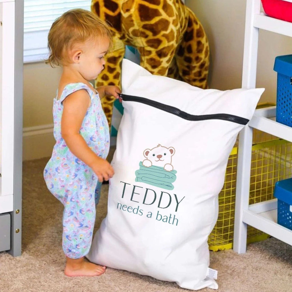 Teddy Needs a Bath Extra Large Washer and Dryer Bag - 20"X30"