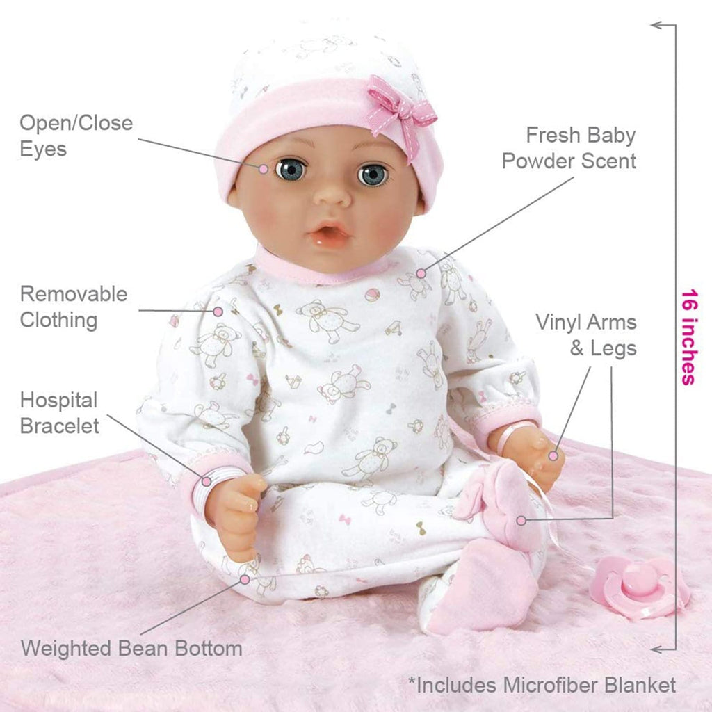 Adora Doll Adoption Lifelike Newborn Baby Doll Hope, 16 inch Adora