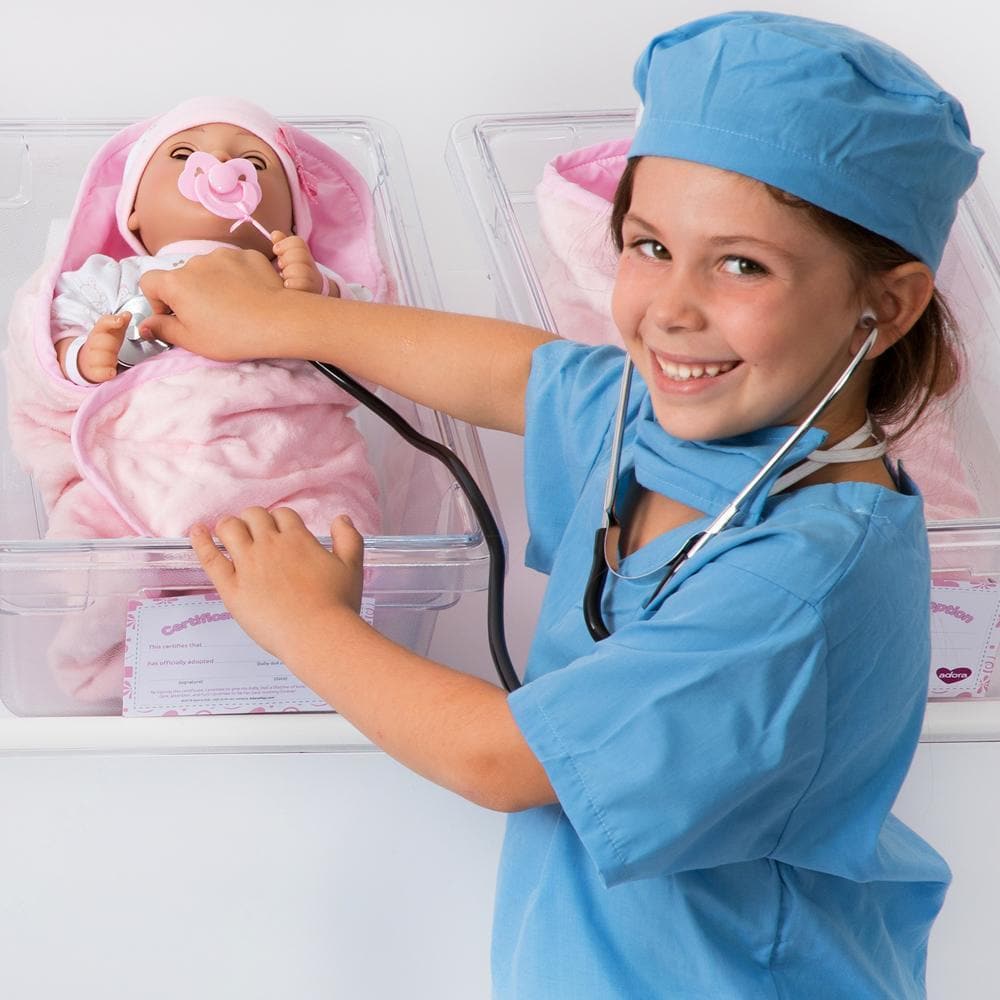 Little Girl Pretend Playing as Nurse to this cute Adoption Baby Doll