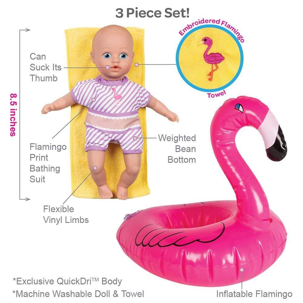 Adora Baby Bath Toy SplashTime Baby Doll Tot Fun Flamingo, 8.5 inches