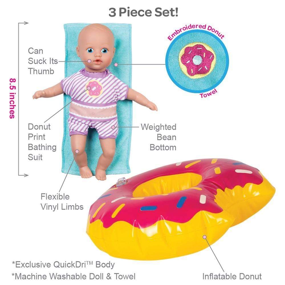 Adora Baby Bath Toy SplashTime Baby Doll Sprinkle Donut, 8.5 inches