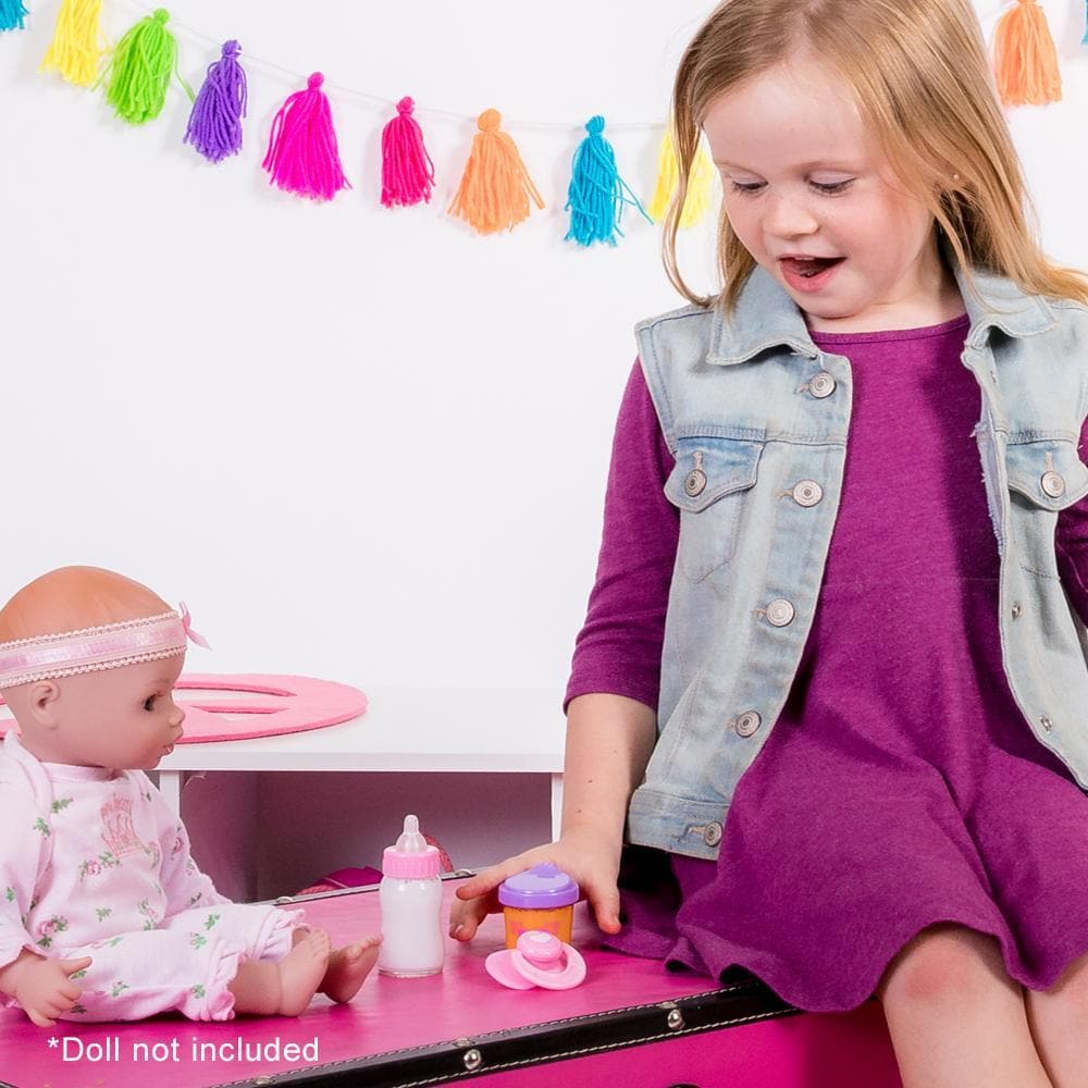  Adora Baby Doll Accessories Magic Feeding Set - Magic Plate,  Magic Baby Doll Bottle with Milk, Bib, Fork & Spoon : Toys & Games