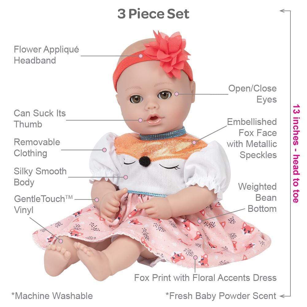 Adora Baby Doll for 1 year olds - PlayTime Baby Whimsy Fox, 13 inches