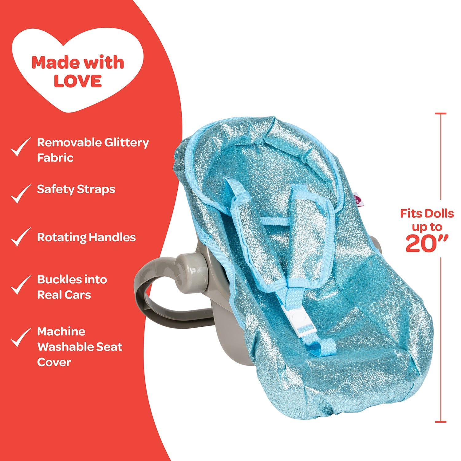Adora Baby Doll Car Seat Carrier - Blue Glitter