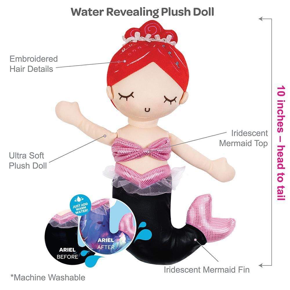 Adora 10" Color-changing Soft Plush Mermaid Doll Ariel, Bath Toy