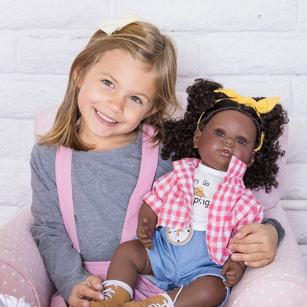 Adora Toddler Black Doll 9-pc set Happy Camper, 20" lifelike baby doll