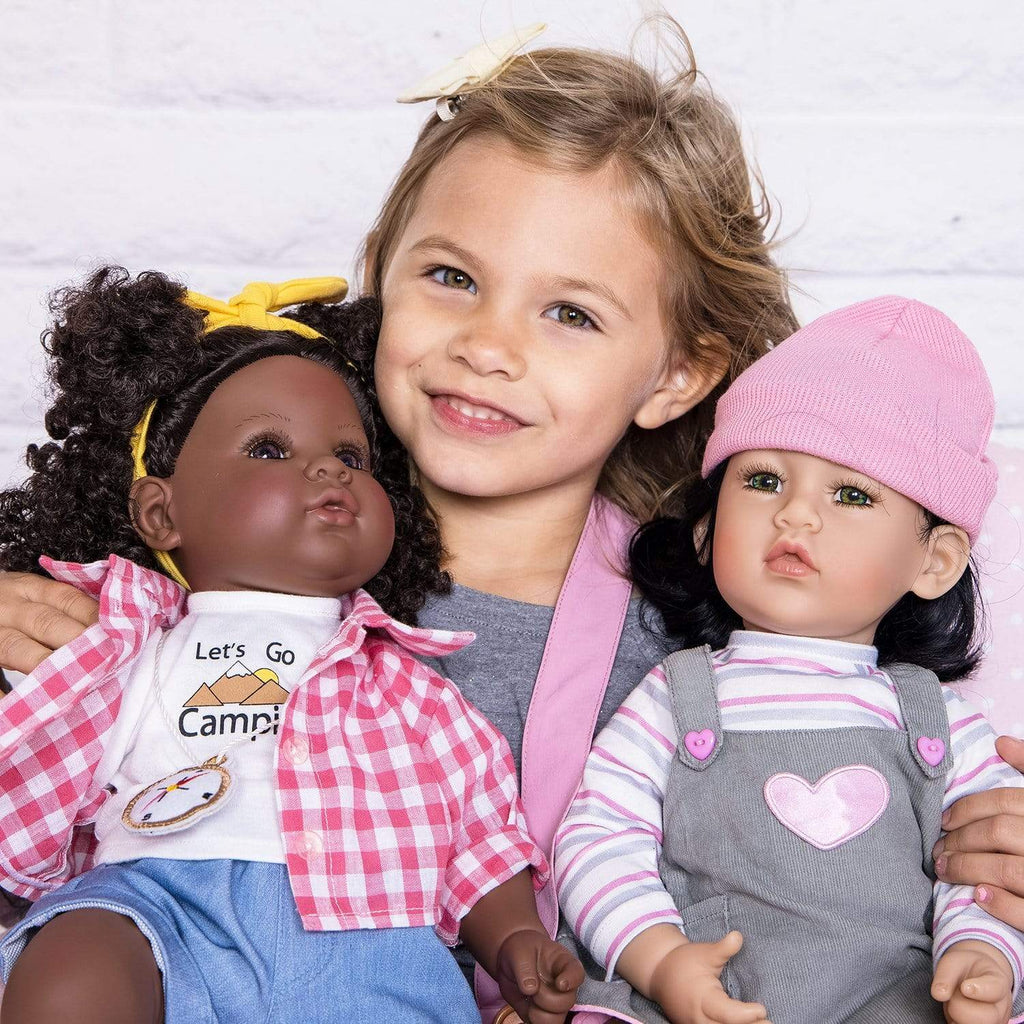 Adora Toddler Black Doll 9-pc set Happy Camper, 20" lifelike baby doll