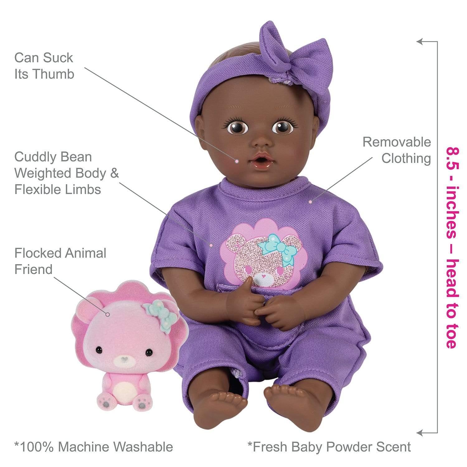 Adora Mini Baby Doll with a Baby Lion Stuffed Animal - Be Bright Tots 
