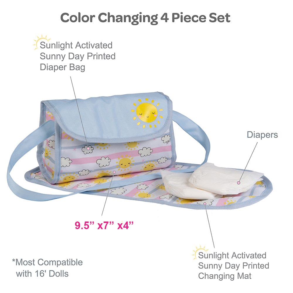 Adora Baby Doll Diaper Bag in Sunny Days Print, Color Changing Toy