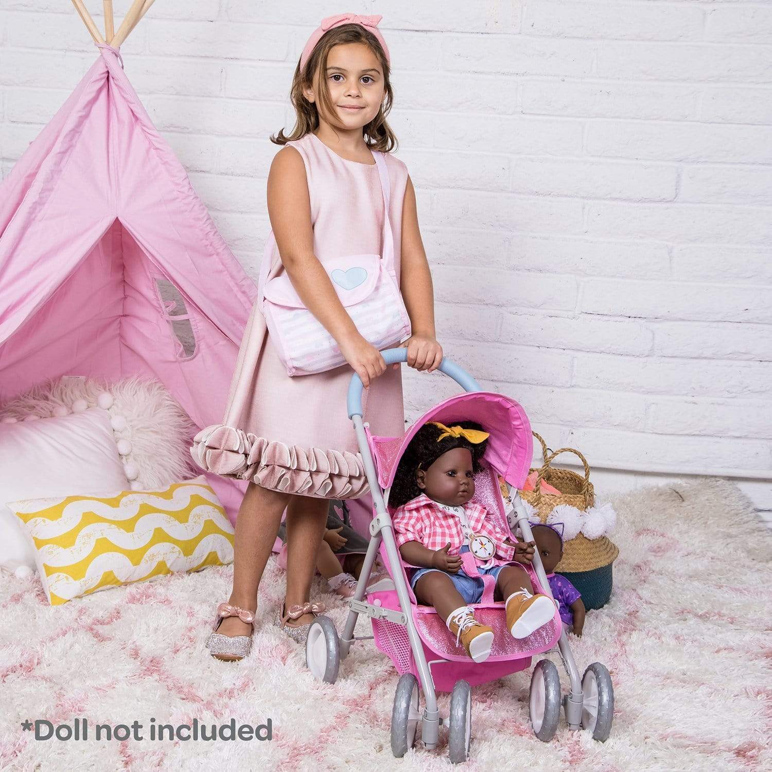Adora Baby Doll Pink Glam Glitter Medium Shade Stroller, for 20