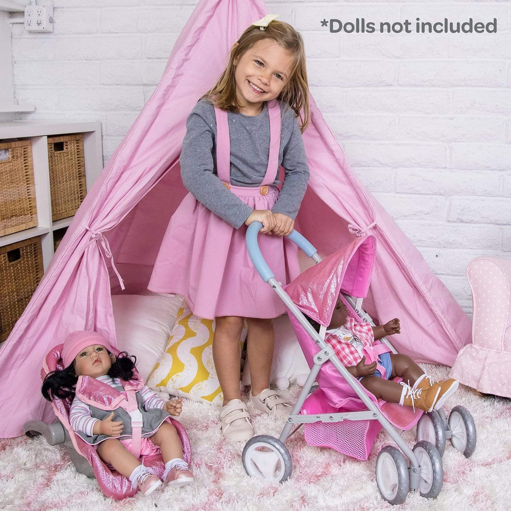 Adora Baby Doll Pink Glam Glitter Medium Shade Stroller, for 20" dolls