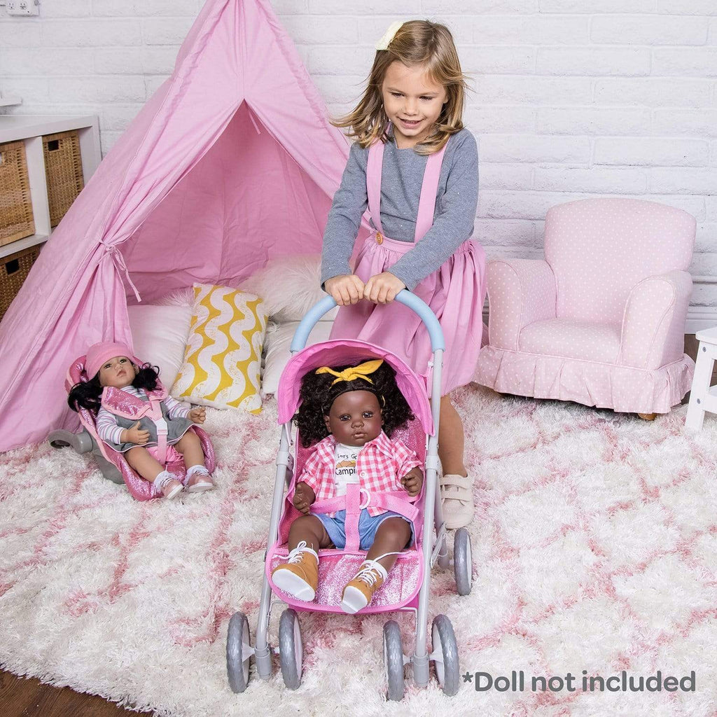 Adora Baby Doll Pink Glam Glitter Medium Shade Stroller, for 20" dolls