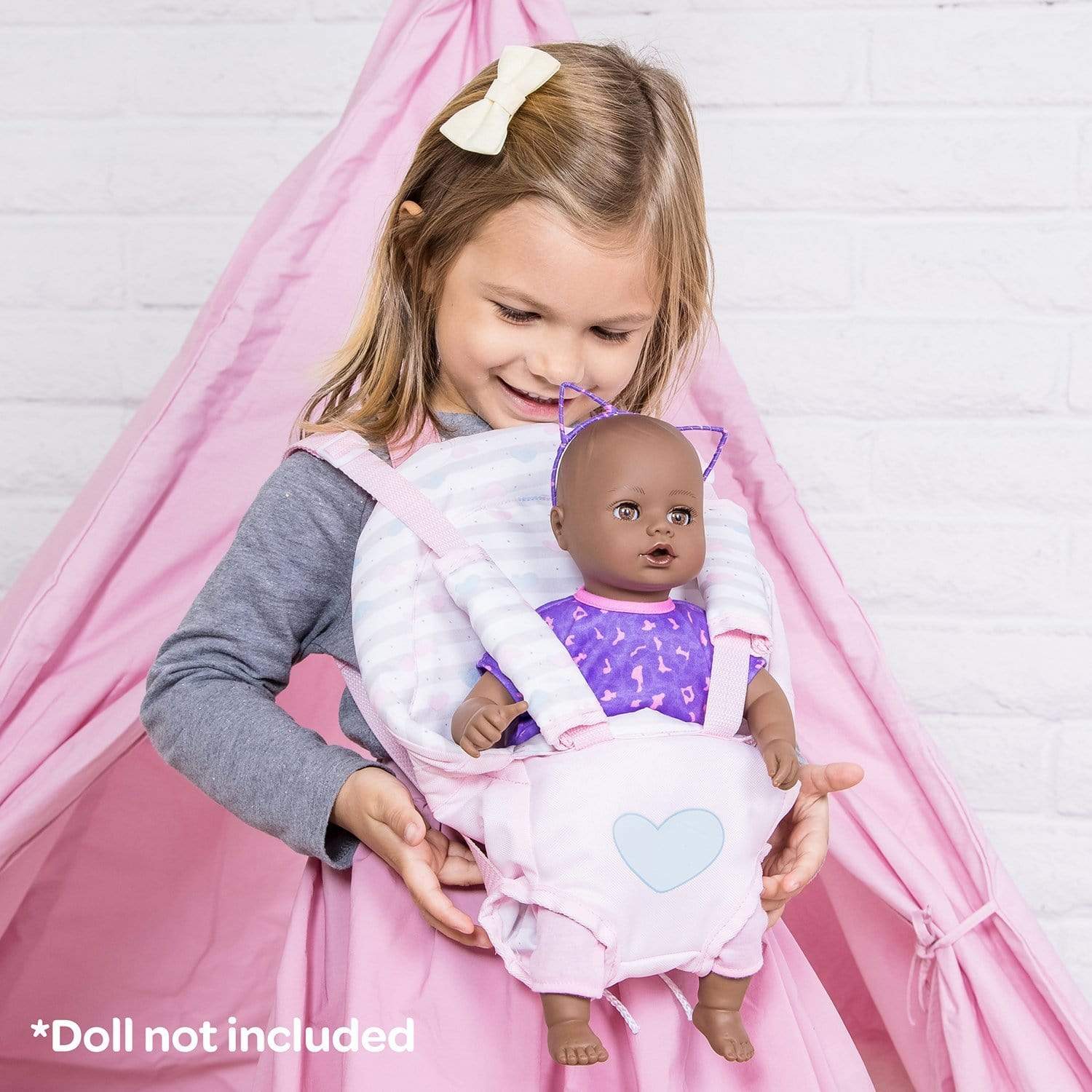 Adora Baby Doll Carrier in Classic Pastel Pink Print, Doll Accessories