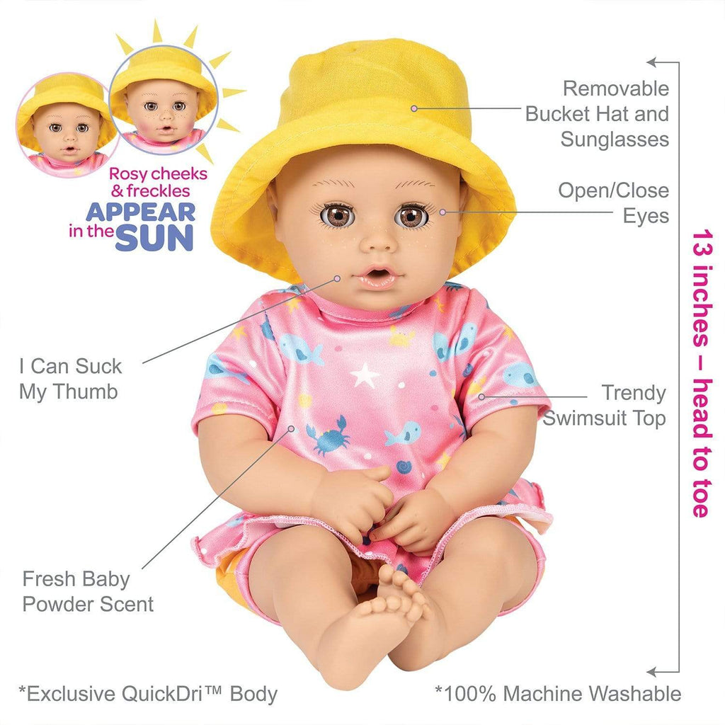 Adora Beach Baby Doll Rose - Interactive UV/Sun Activated Freckles & Rosy Cheeks