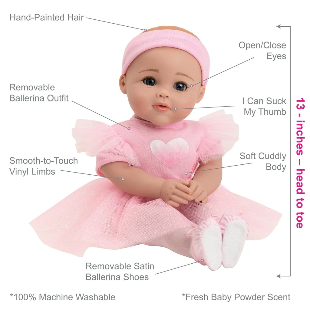 Adora Ballerina Doll - Aurora -13 inch Soft Baby Doll, Open/Close Eyes