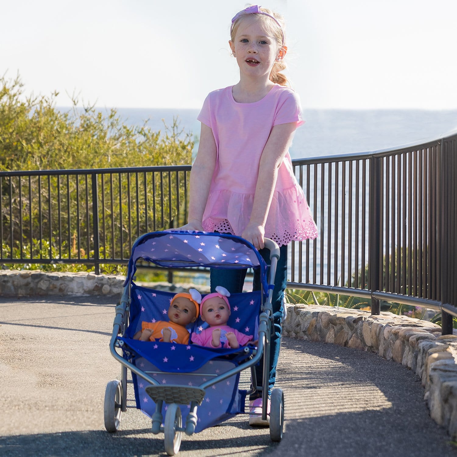 purple jogging stroller Adora Baby Doll Stroller Starry Night Stroller Twin Jogger Stroller