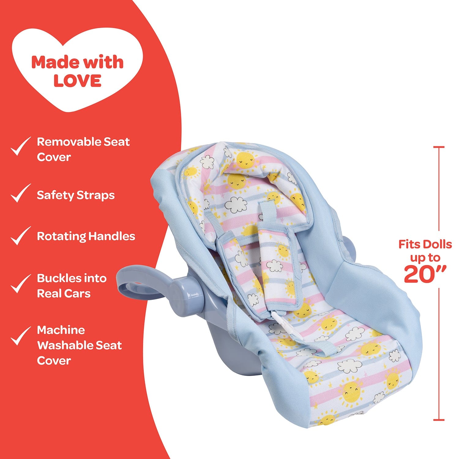 Adora Baby Doll Car Seat Carrier - Color-Changing Sunny Days