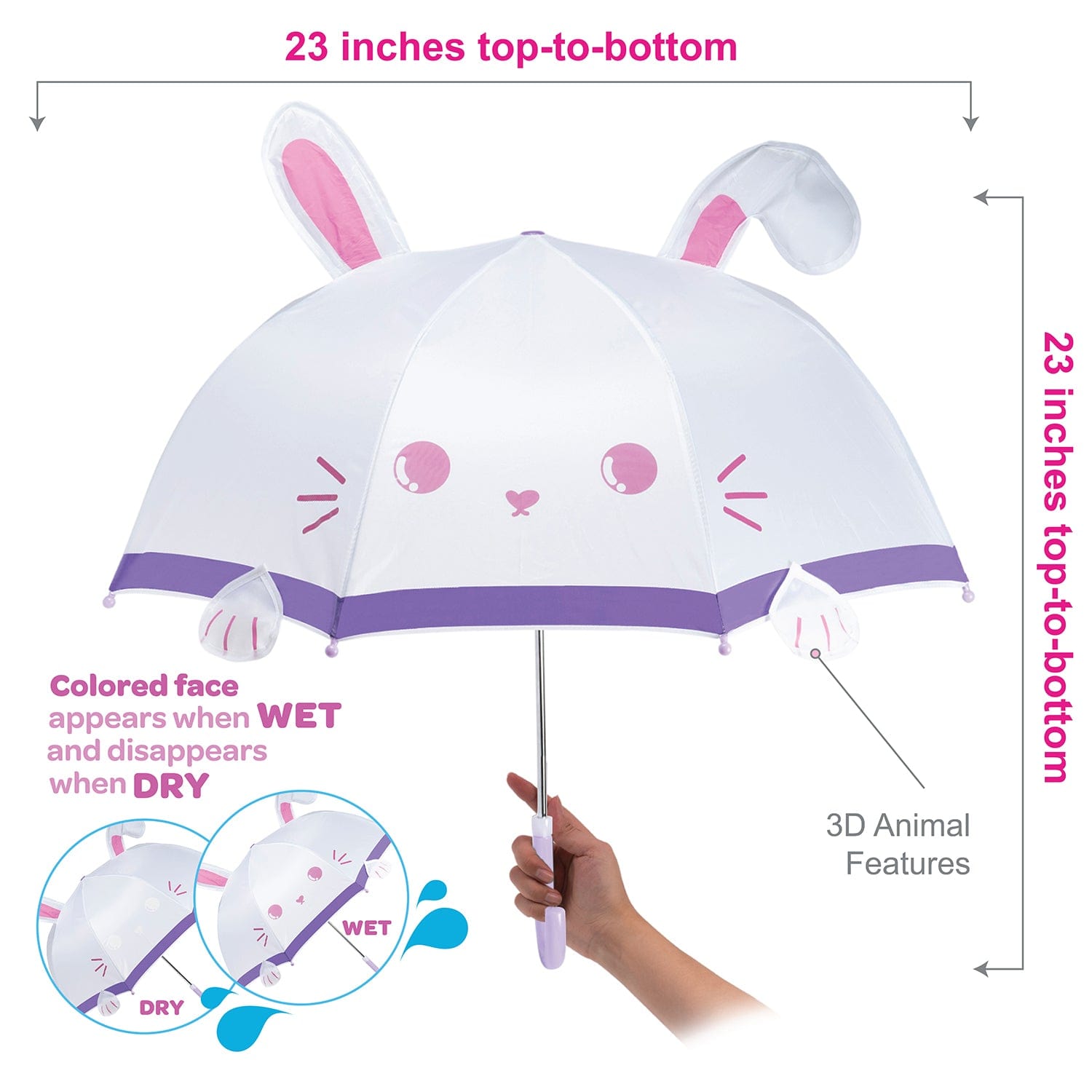 Be Bright Bunny Kids Umbrella - Interactive Magic Reveal