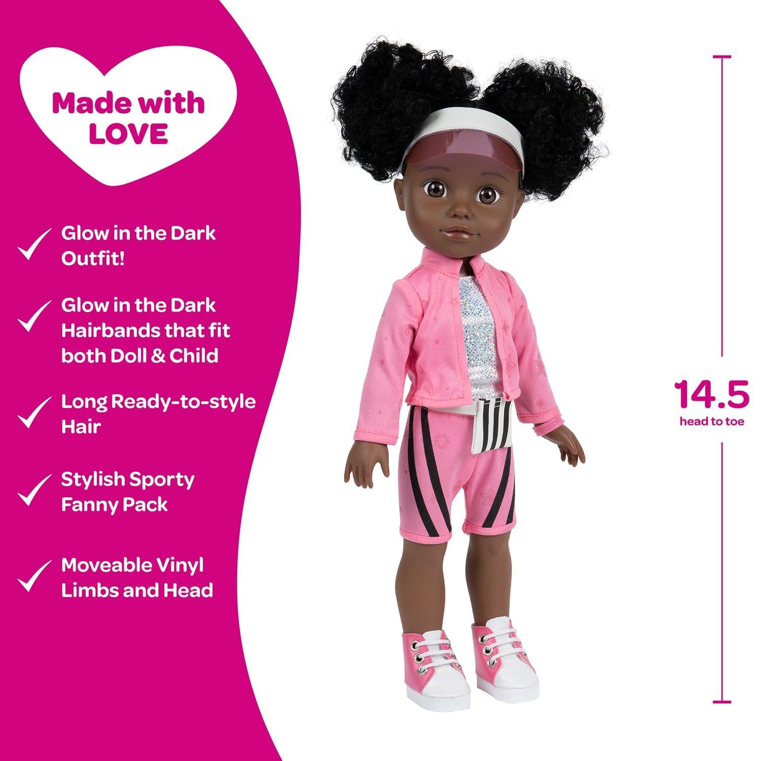 Adora Glow Girls African American Doll Set with Glow-in-the-Dark Cloth