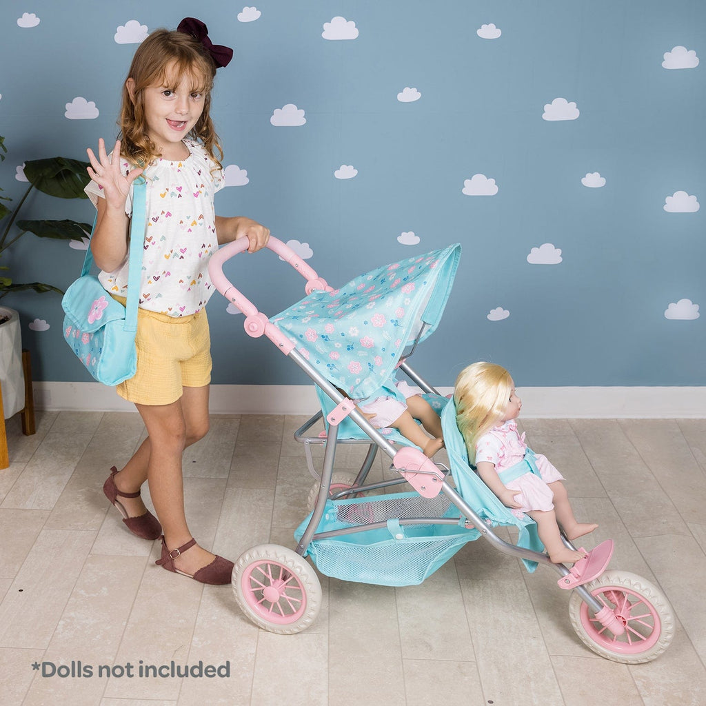 Flower Power Twin Baby Doll Stroller