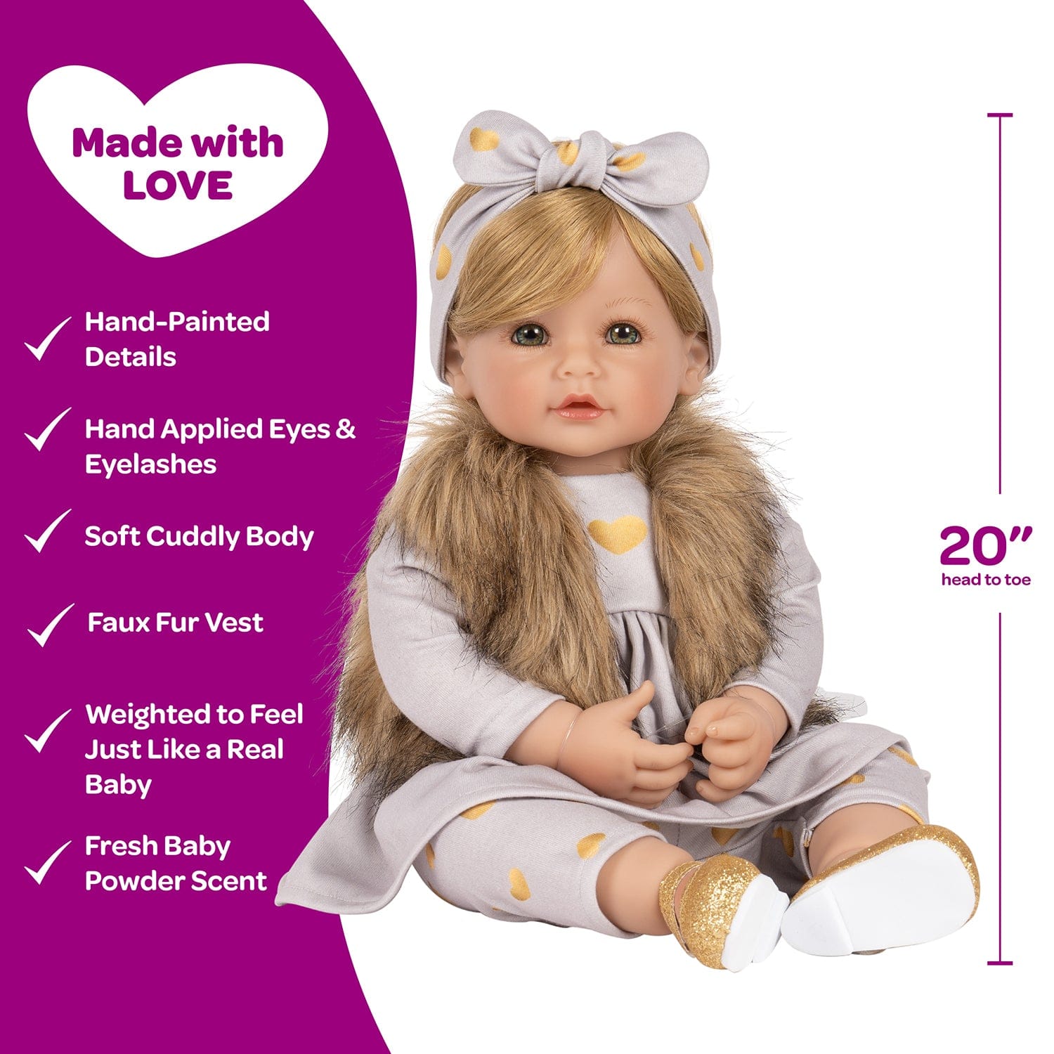 Adora Realistic Toddler Baby Doll Baby Glam - 20 inches