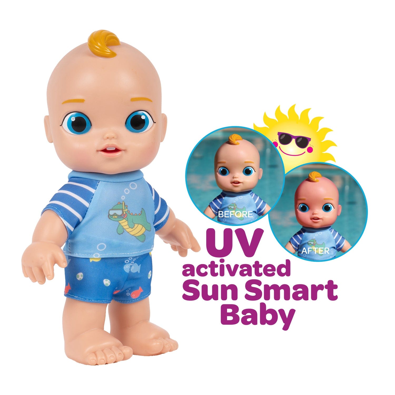 Adora UV activated Sun Smart Baby Doll Rawrsome 10 inch Vinyl Doll