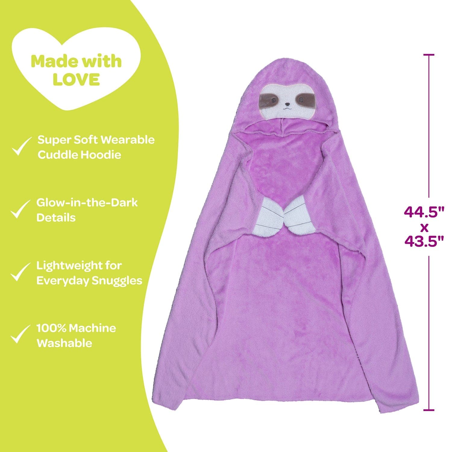 Adora Snuggle & Glow Sloth Plushie Hoodie, Glows in the Dark