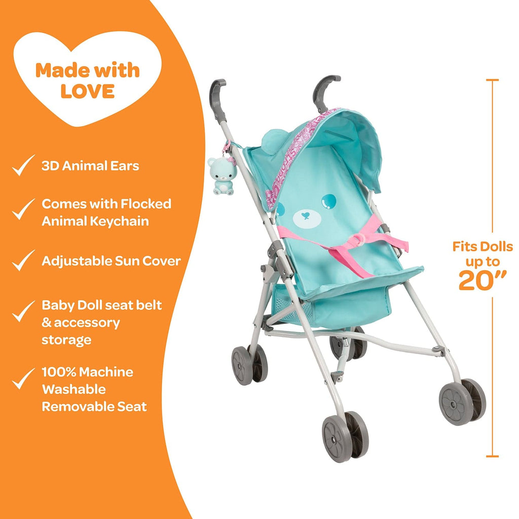 Be Bright Bear Medium Shade Stroller with Clip-On Bear Toy