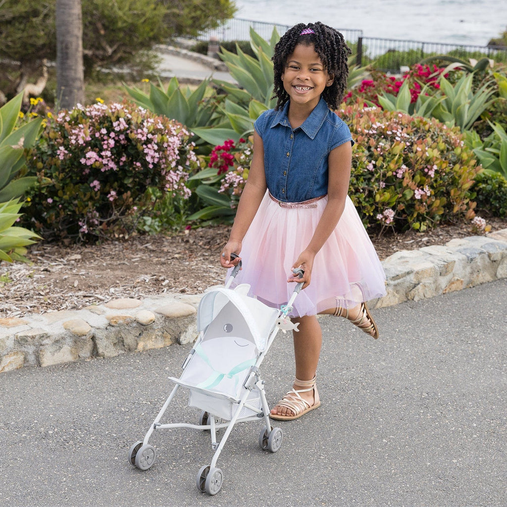 Be Bright Shark Medium Shade Stroller with Clip-On Shark Toy